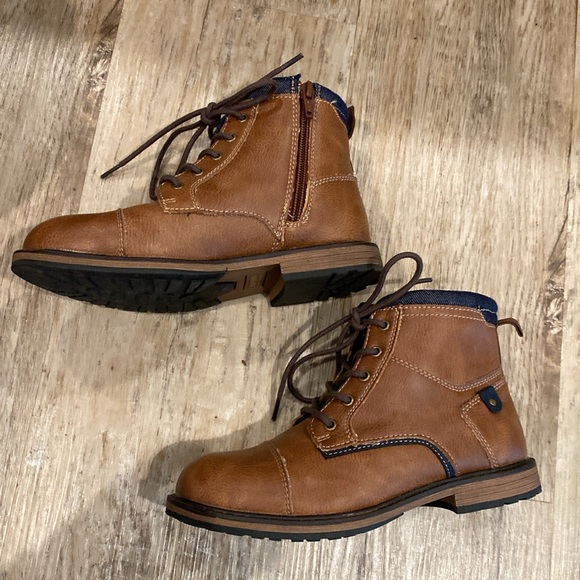 Sonoma boys 3Y brown boots with denim trim - Picture 2 of 6
